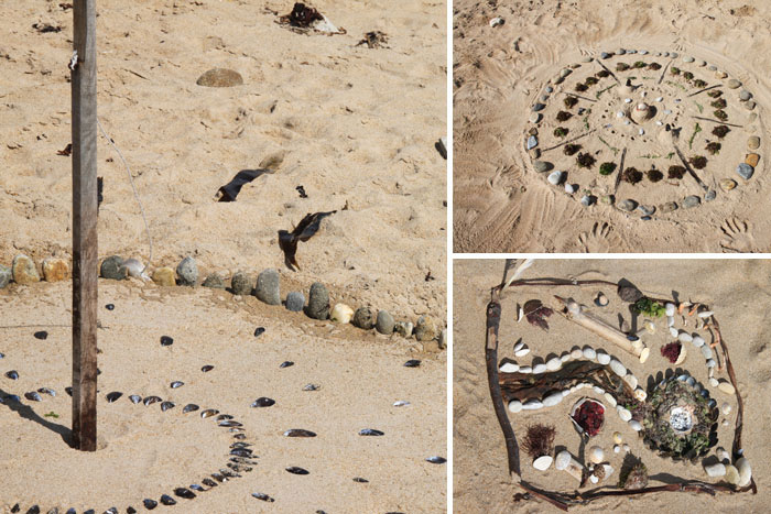 Land art sur la plage